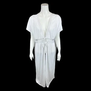 Belle Beach by Kim Gravel Women's Petite Slub Knit Cover Up Top White PM/PL Size - Picture 1 of 2