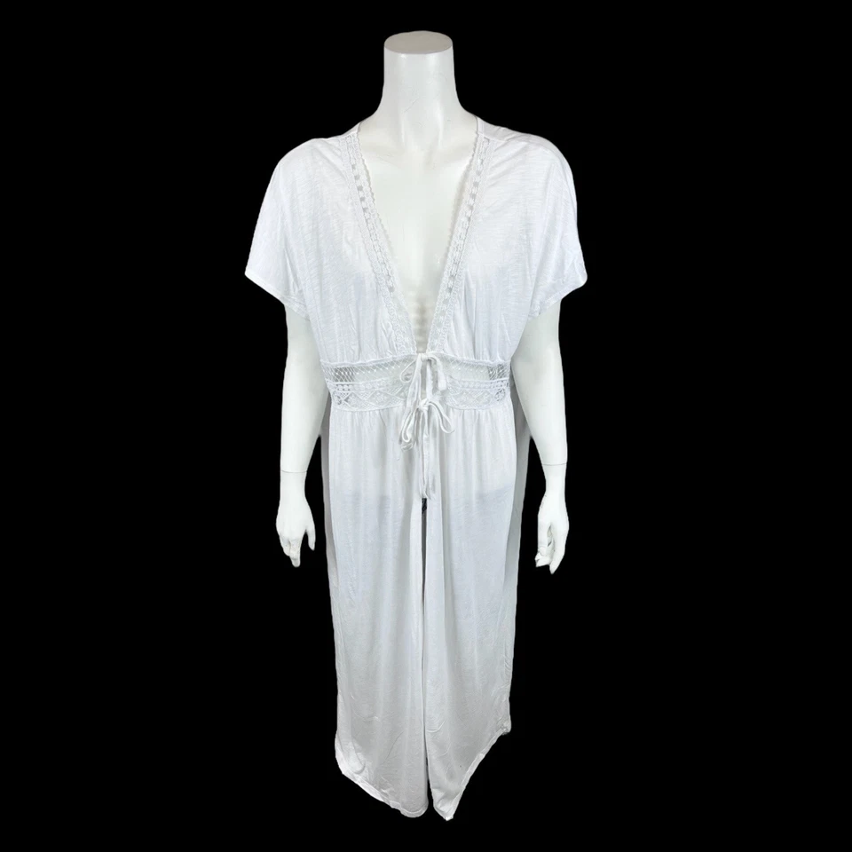Belle Beach by Kim Gravel Women's Petite Slub Knit Cover Up Top White PM/PL Size - Image 1 of 2