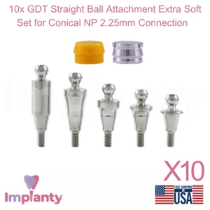 10x Dental Straight Ball Attachment Extra Soft Set Conical Connection NP 2.25mm - Imagen 1 de 9