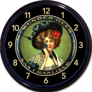 Wunder Beer Brewing Co Beer Tray Wall Clock San Francisco CA Ale Lager Man Cave - Picture 1 of 1