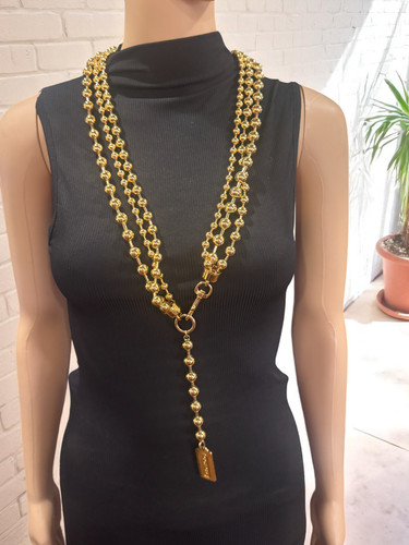 Rarissima collana o cintura Coach vintage multifilo catena a sfera placcata oro