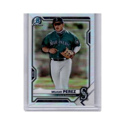 Milkar Perez 2021 Bowman Chrome Silver #BD-117 Seattle Mariners Baseball Card NM - Image 1 of 3