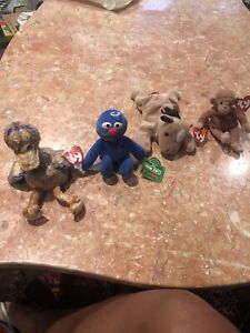 Lot of four beanie Baby’s dinky, Sesame Street ,Derby ,and Bongo VINTAGE