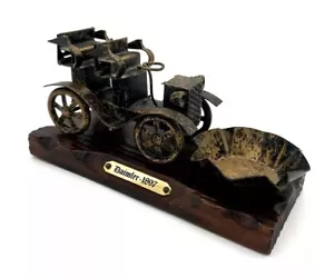 Ancienne Voiture Miniature en Métal "Daimler 1897" de Collection - Socle en Bois - Picture 1 of 11