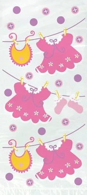 Pink Loot Bags Girl Baby Shower Favor Bags Clothesline Girls Party Supplies 20ct - Image 1 of 2