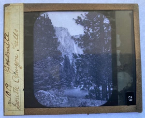 MAGIC LANTERN SLIDE YOSEMITE SOUTH CANYON FALLS 1880'S - Picture 1 of 2