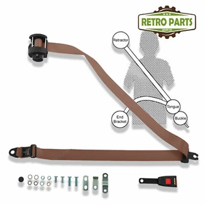 Cinturón de seguridad inercia coche clásico delantero 3 puntos de fijación 15 cm hebilla beige R5415P - Imagen 1 de 6