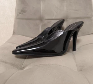 DORATEYMUR Black Patent leather women shoes mules heels EUR 38 |US 8 |UK 5 - Picture 1 of 15