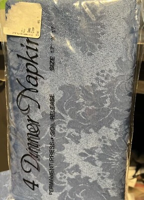 VTG Bardwil Linens NEW Set 4 Blue Napkins Permanent Press Soil Release 17" Sq. - Image 1 of 2