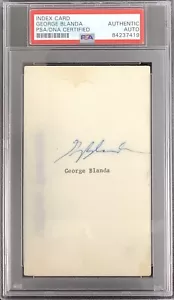 George Blanda Signed Index Card Football HOF Autograph Las Vegas Raiders PSA/DNA - Picture 1 of 3