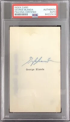 George Blanda Signed Index Card Football HOF Autograph Las Vegas Raiders PSA/DNA - Image 1 of 3