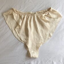 Vintage Victoria Secret High Cut Flutter Satin Panties Cream Gold Label Medium