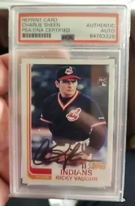 Charlie Sheen Ricky Vaughn PSA/DNA BAS DOBLE CERTIFICADO AUTOMÁTICO Auténtico - Imagen 1 de 2