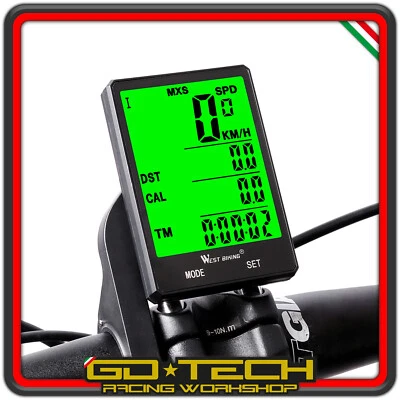 CONTACHILOMETRI TACHIMETRO BICI WIRELESS SENZA FILI IMPERMEABILE BICICLETTA MTB - Immagine 1 di 4