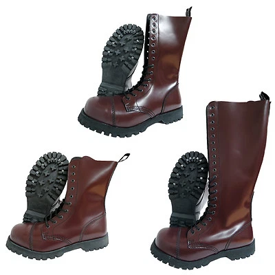 Oxblood Boots & Braces Burdeos Borgoña Rangers Botas 10 14 20 Agujeros Puntera de Acero
