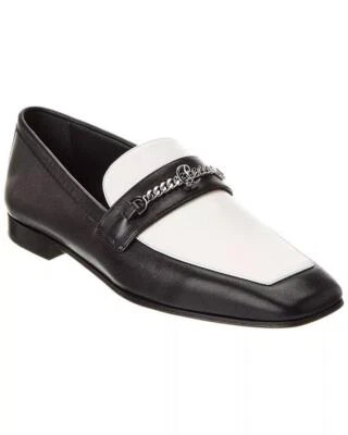 Christian Louboutin MJ MOC PLANO Cuero Mocasines Zapatos Cadena CL Detalle $1095 Foto 1 de 4