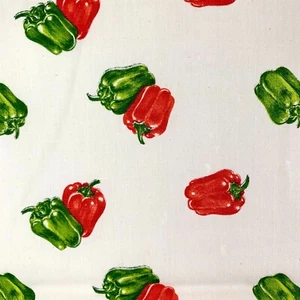 Vintage Red and Green Peppers Fabric 1 7/8 yds Cotton Blend Quilting Bell Pepper - Picture 1 of 8