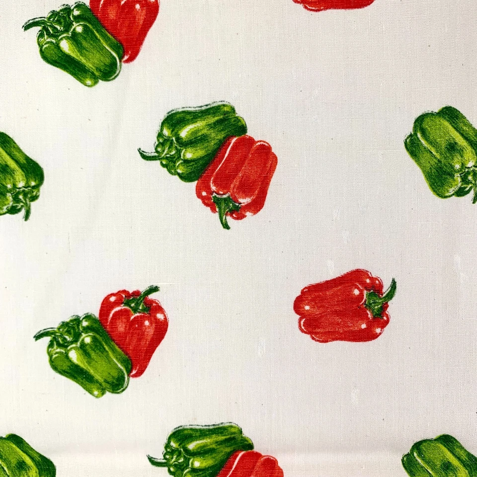 Vintage Red and Green Peppers Fabric 1 7/8 yds Cotton Blend Quilting Bell Pepper - Image 1 of 4