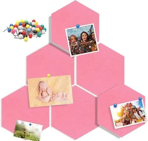 6 Pcs Hexagon Felt Wall Tiles Self Adhesive Cork Board Hexagon Bulletin Board... - Picture 1 of 9