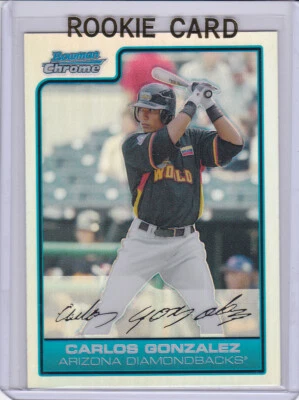CARLOS GONZALEZ Bowman Chrome REFRACTOR ROOKIE CARD Baseball RC Colorado Rockies - Image 1 of 2