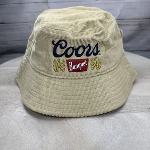 Coors Beer Corduroy Banquet Bucket Hat Cap Beige Golden Colorado New - Picture 1 of 14