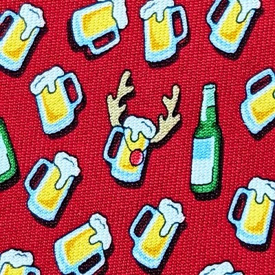 CORBATA DE SEDA DE NAVIDAD HECHA A MANO CERVEZA RIENDA NARIZ ROJA EDICIÓN LIMITADA VINEYARD VINES Foto 1 de 4