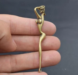 Exquisite old china Collectibles brass carving beautiful nude woman Ear scoop - Picture 1 of 6