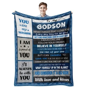 Godson Gifts from Godmother Godfather Godparents God Son Gifts Blanket First ... - Picture 1 of 7