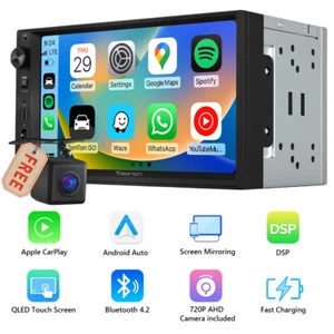 7" Car Stereo Wireless Carplay Android Auto Radio Bluetooth Touch Screen Camera - Picture 1 of 16