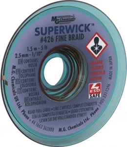 MG Chemicals 426 (#4) 5 Fuß Länge von 0,100 Zoll (2,5 mm) Breite feines Geflecht Lötzinn Wi - Bild 1 von 1