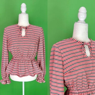 Top tejido cintura peplum rayas negro plata naranja Halloween vintage - talla pequeña Foto 1 de 4