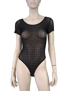 Vintage DOLCE & GABBANA Gr. S schwarz geometrisch Spitze Mesh Tanga Body - Bild 1 von 4