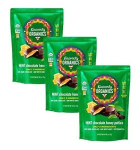 4 Packs Heavenly Organics Mint Chocolate Honey Patties 3 Ingredients 4.66 oz Bag