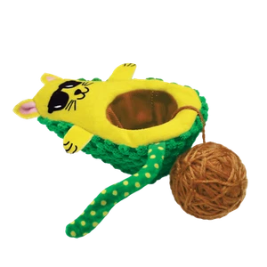 Kong Wrangler Avocado Cat Toy Crinkly Soft Toy Wrestling Yarn Ball Active Play - Picture 1 of 13