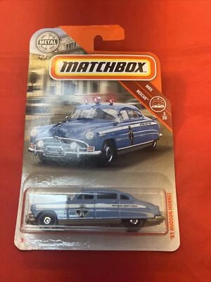2019  Matchbox  Blue  '51 HUDSON HORNET Police Car  Rescue Card #57  MB15-031819 - Image 1 of 2