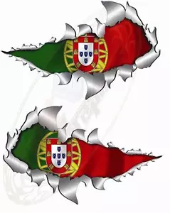 Large Size Portuguese flag Metal Rip Open Sticker 4X4 Race Car Truck Van Boat - Picture 1 of 1