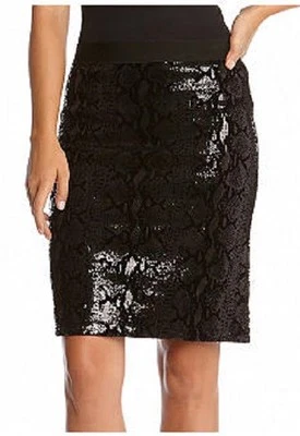 Karen Kane 4L32144 Wild Card Negro Lentejuelas Serpiente Elastizado Pull-on Falda, S Foto 1 de 2