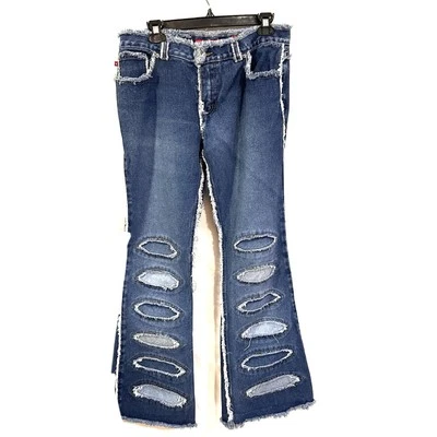 Pantalones de mezclilla vintage Y2K Zana Di talla 9 expuestos dobladillo crudo bordes corte bota grunge Foto 1 de 4