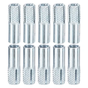 Ancoraggi Drop-In M6x25mm Confezione da 10 Ancoraggi Manicotto Acciaio al Carbonio Argento - Foto 1 di 8