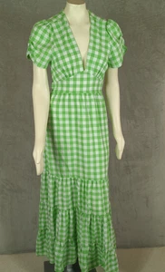Maxi Vestido Verde Cuadros Guinga Cintura Imperio En Niveles Talla L Cottagecore Pradera - Imagen 1 de 16