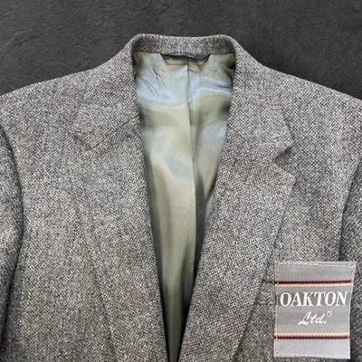 🇺🇸 Blazer de tweed vintage para hombre Oakton 42R forrado a medida en EE. UU. 💯 lana Foto 1 de 4