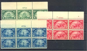 USA 1924-Sc# 614/16 PLATE BL OF 6 -1 c. & 5 c. LIGHT KISSPRINT ON GUM -VF  - Picture 1 of 2