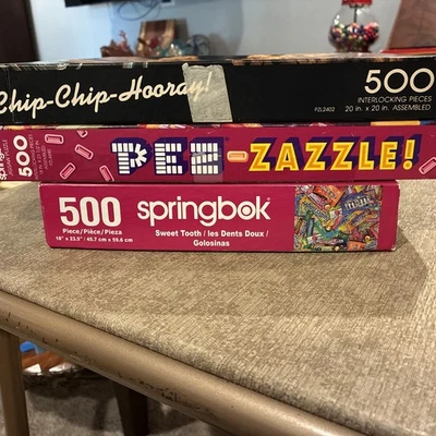 3 Springbok Puzzle all 500 pieces, PEZ, SWEET TOOTH, CHIP-CHIP-HOORAY  COMPLETE - Image 1 of 4