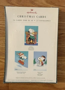 Tarjetas de Navidad vintage Hallmark Snoopy 3 diseños 21 tarjetas nuevas selladas - Imagen 1 de 2