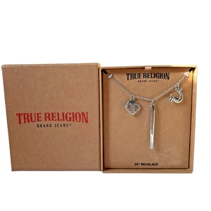 24 Zoll True Religion Marke Jeans Logo Halskette Buddha Charms Brandneu mit Box - Bild 1 von 9
