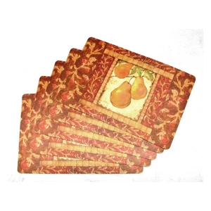 Set of 5 PVC Table Placemats Pears 30 x 46 cm - Bild 1 von 3