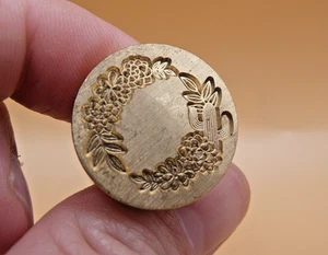 Moderner Messing & Holz Kaktus Blumenkranz Siegelwachs Stempel Siegel - Bild 1 von 4