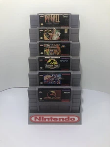 Nintendo SNES Six Cartridge Holder Display Stand, 3D Printed Gray - Bild 1 von 3