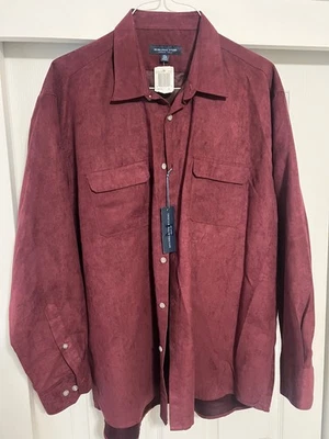 Camisa con botones Michelsons Studio London Borgoña para hombre talla XXL gamuza sintética nueva con etiquetas Foto 1 de 4