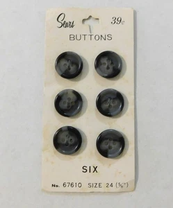Sears Vintage Gray Buttons Set Of Six 5/8 Inch Round Made in Italy - Picture 1 of 3